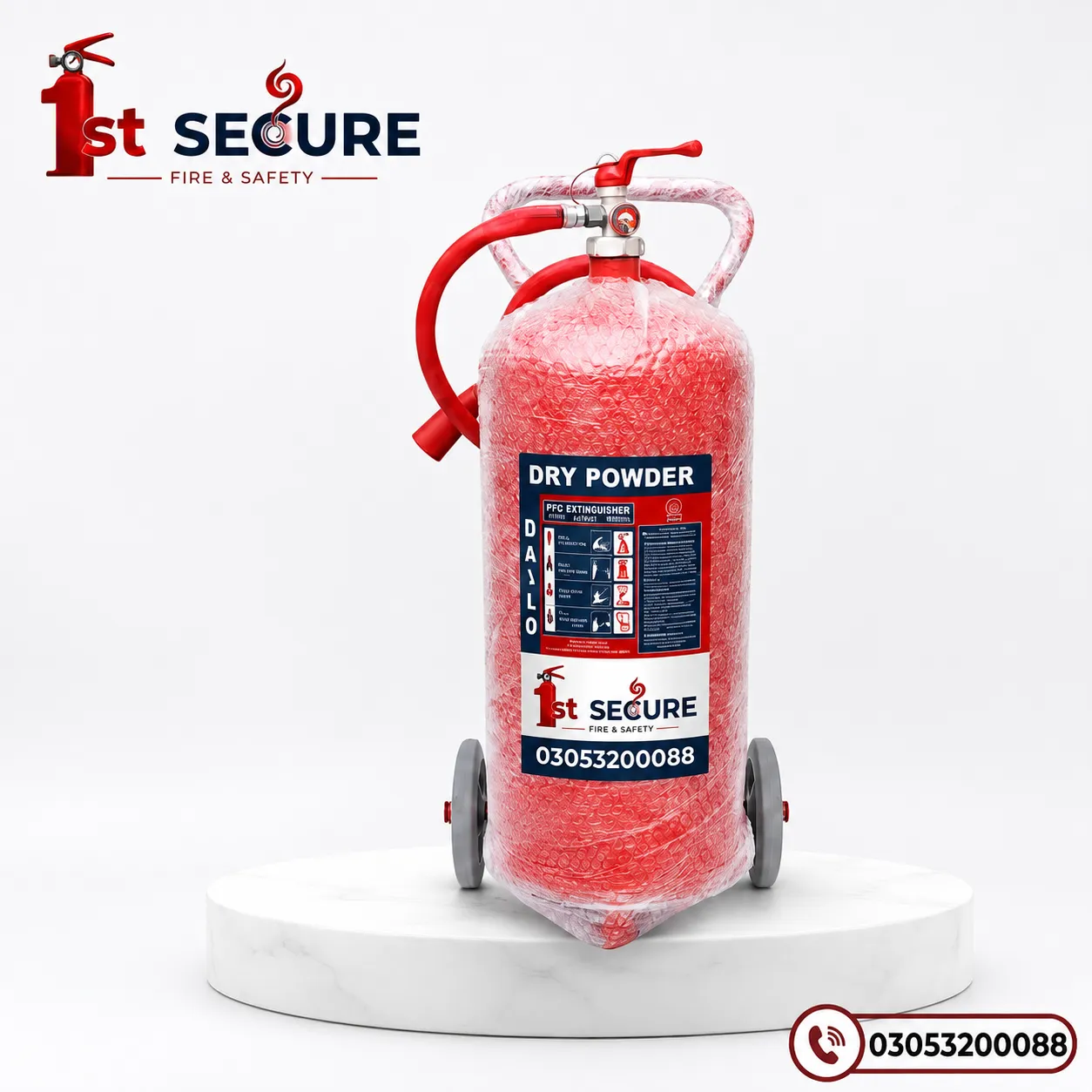 25KG DCP Trolley Mounted Fire Extinguisher | Industrial Dry Chemical Powder Fire Suppression